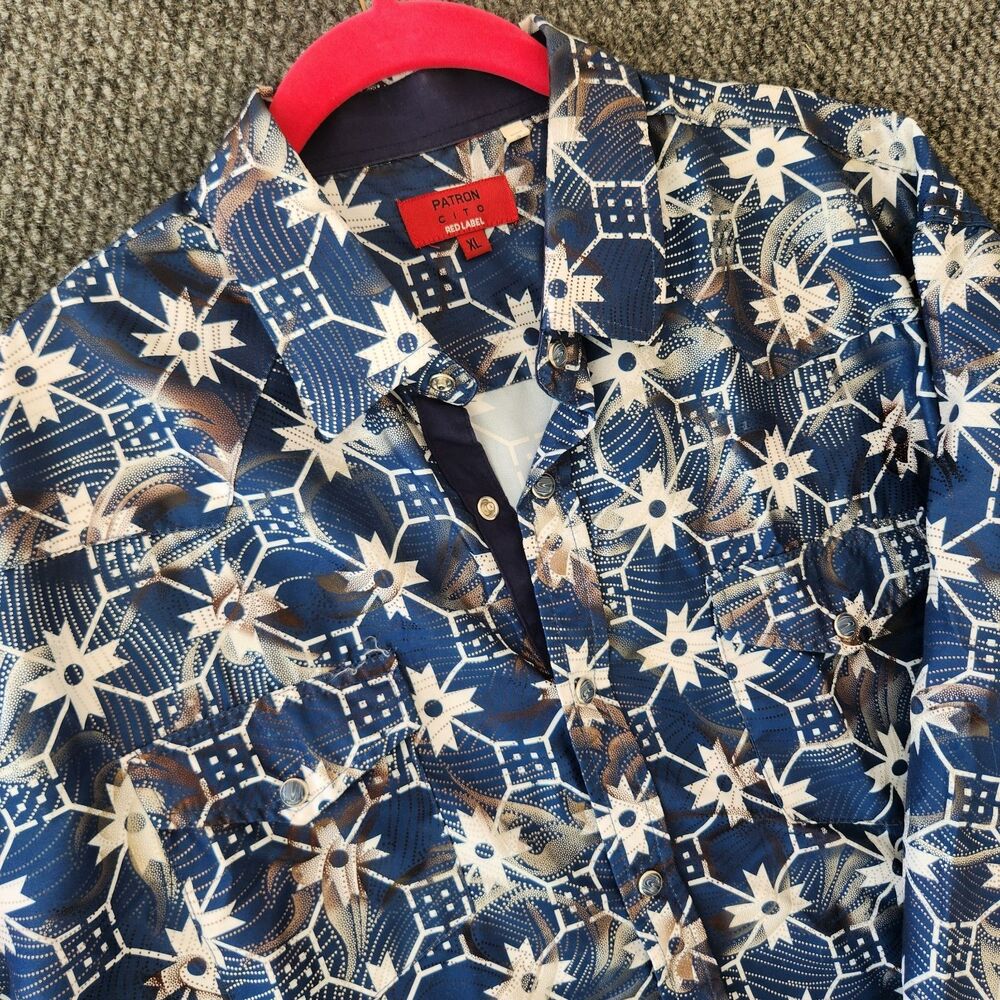 Patron Cito Red Label Western Shirt Mens XL Pearl Snap w/ 2 Pockets